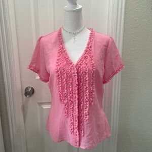 Elegant Pink Ruffled Women's Top